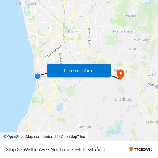 Stop 33 Wattle Ave - North side to Heathfield map