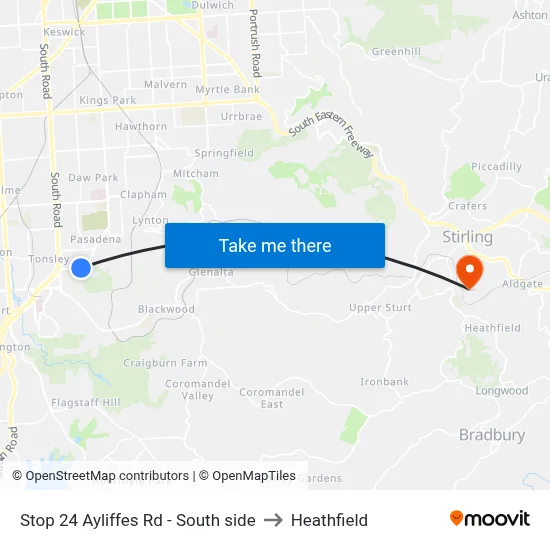 Stop 24 Ayliffes Rd - South side to Heathfield map