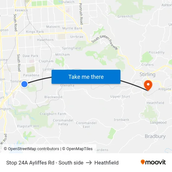 Stop 24A Ayliffes Rd - South side to Heathfield map