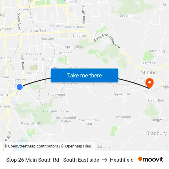 Stop 26 Main South Rd - South East side to Heathfield map