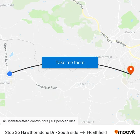 Stop 36 Hawthorndene Dr - South side to Heathfield map