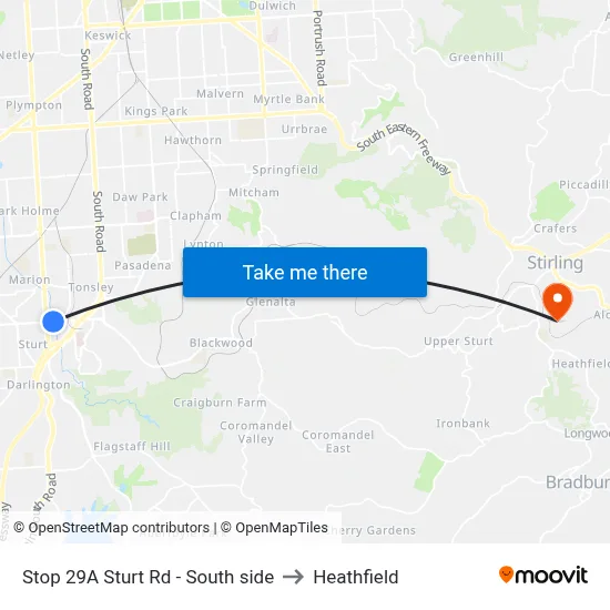 Stop 29A Sturt Rd - South side to Heathfield map