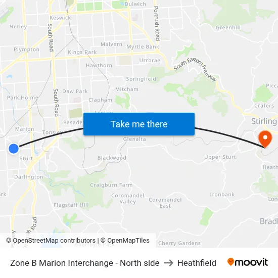 Zone B Marion Interchange - North side to Heathfield map