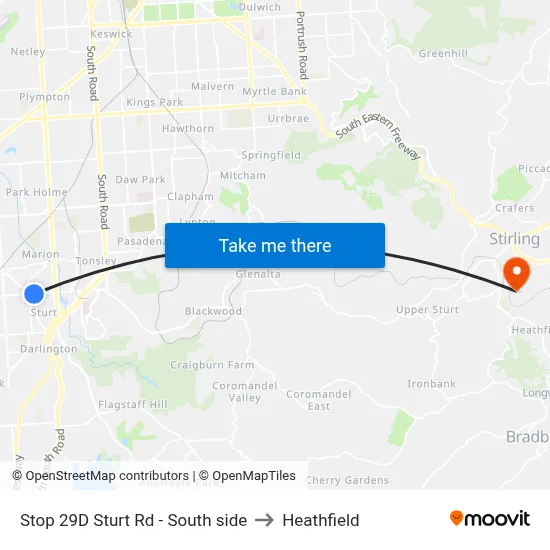 Stop 29D Sturt Rd - South side to Heathfield map