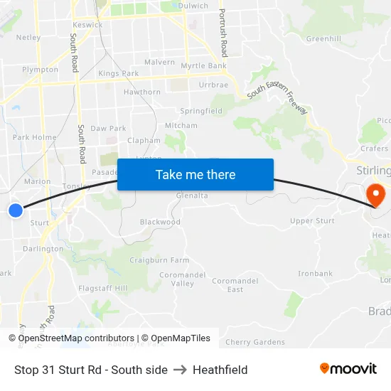 Stop 31 Sturt Rd - South side to Heathfield map
