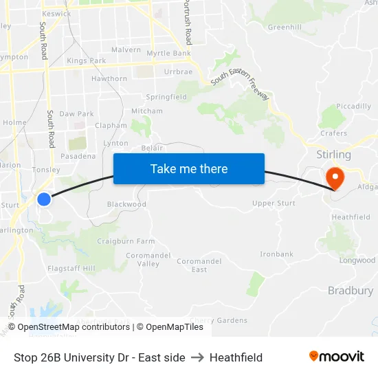 Stop 26B University Dr - East side to Heathfield map