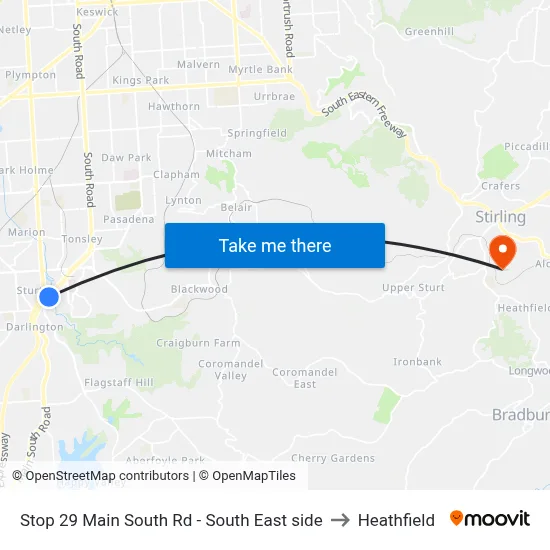 Stop 29 Main South Rd - South East side to Heathfield map