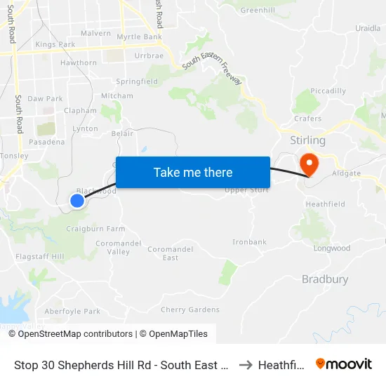 Stop 30 Shepherds Hill Rd - South East side to Heathfield map