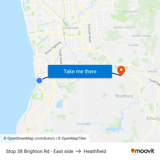 Stop 38 Brighton Rd - East side to Heathfield map
