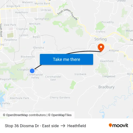 Stop 36 Diosma Dr - East side to Heathfield map