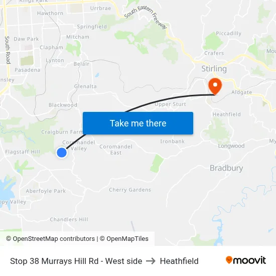Stop 38 Murrays Hill Rd - West side to Heathfield map