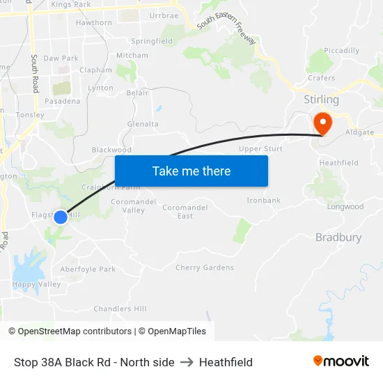 Stop 38A Black Rd - North side to Heathfield map