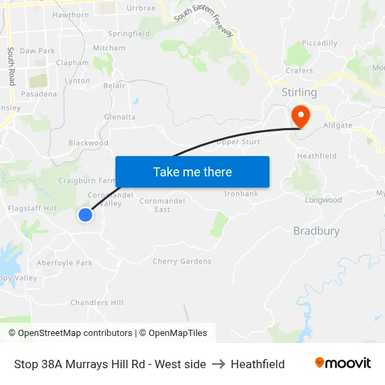 Stop 38A Murrays Hill Rd - West side to Heathfield map