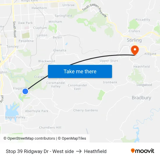 Stop 39 Ridgway Dr - West side to Heathfield map