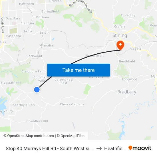 Stop 40 Murrays Hill Rd - South West side to Heathfield map