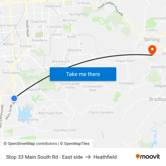 Stop 33 Main South Rd - East side to Heathfield map
