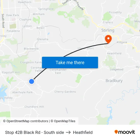Stop 42B Black Rd - South side to Heathfield map