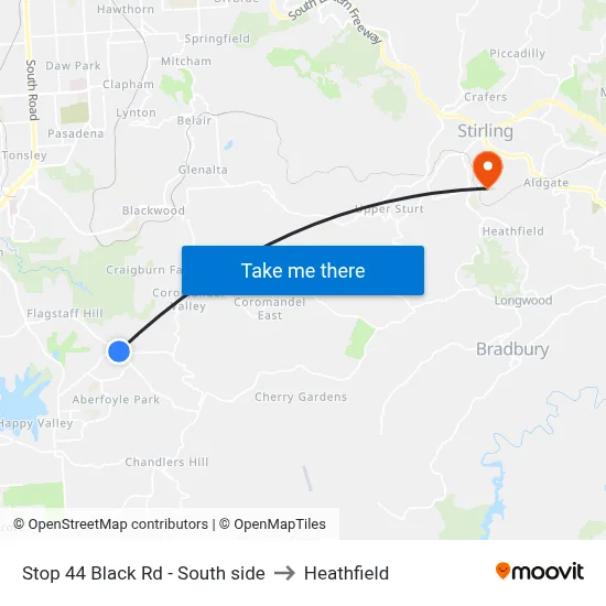 Stop 44 Black Rd - South side to Heathfield map