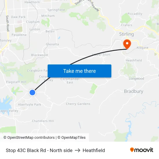 Stop 43C Black Rd - North side to Heathfield map