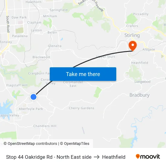 Stop 44 Oakridge Rd - North East side to Heathfield map