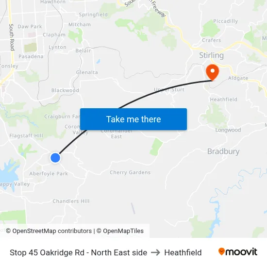 Stop 45 Oakridge Rd - North East side to Heathfield map