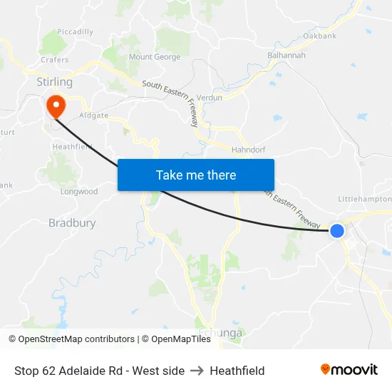 Stop 62 Adelaide Rd - West side to Heathfield map