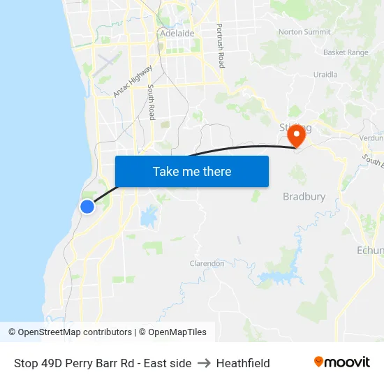Stop 49D Perry Barr Rd - East side to Heathfield map