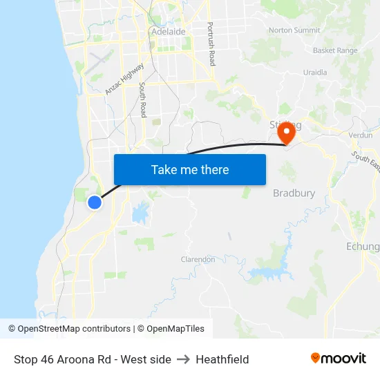 Stop 46 Aroona Rd - West side to Heathfield map