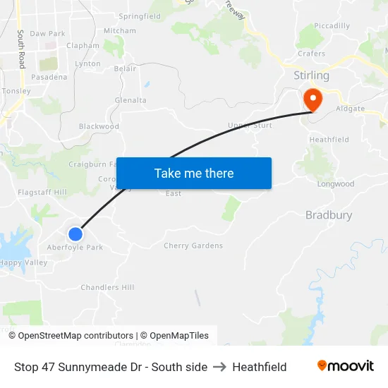 Stop 47 Sunnymeade Dr - South side to Heathfield map