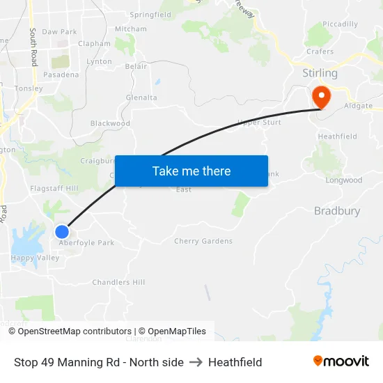 Stop 49 Manning Rd - North side to Heathfield map