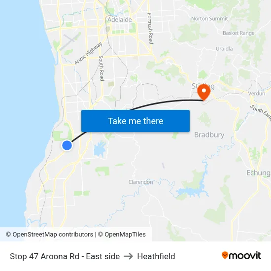 Stop 47 Aroona Rd - East side to Heathfield map