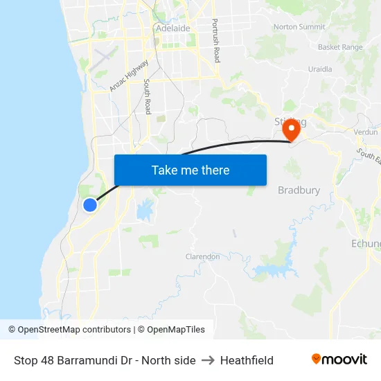 Stop 48 Barramundi Dr - North side to Heathfield map
