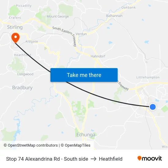 Stop 74 Alexandrina Rd - South side to Heathfield map