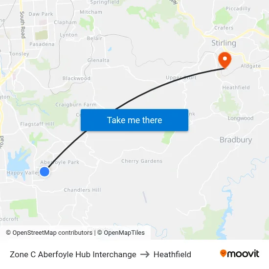 Zone C Aberfoyle Hub Interchange to Heathfield map