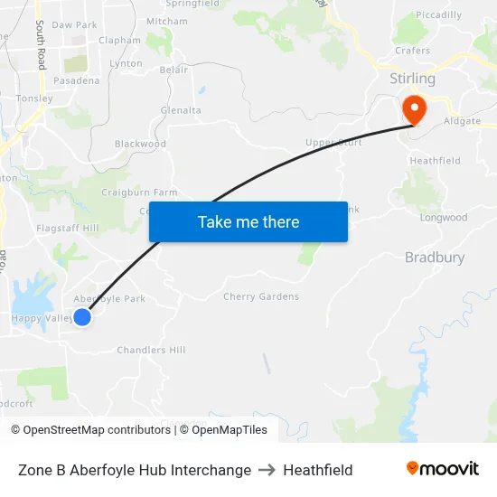 Zone B Aberfoyle Hub Interchange to Heathfield map