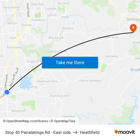 Stop 40 Panalatinga Rd - East side to Heathfield map