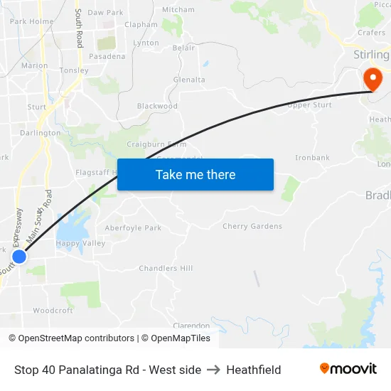 Stop 40 Panalatinga Rd - West side to Heathfield map