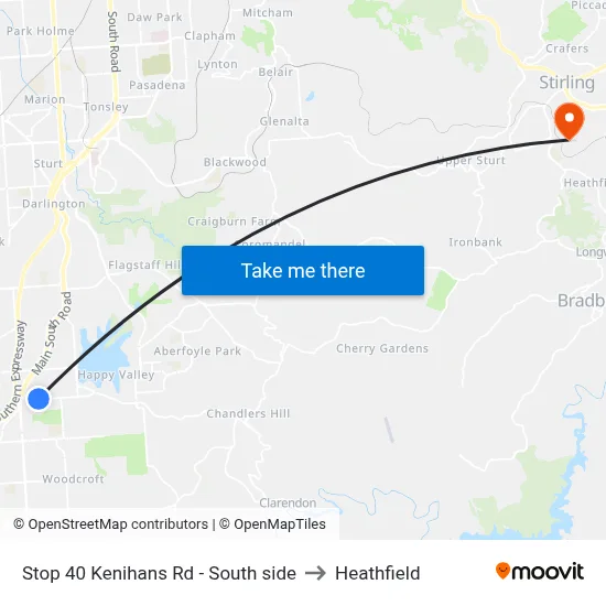 Stop 40 Kenihans Rd - South side to Heathfield map