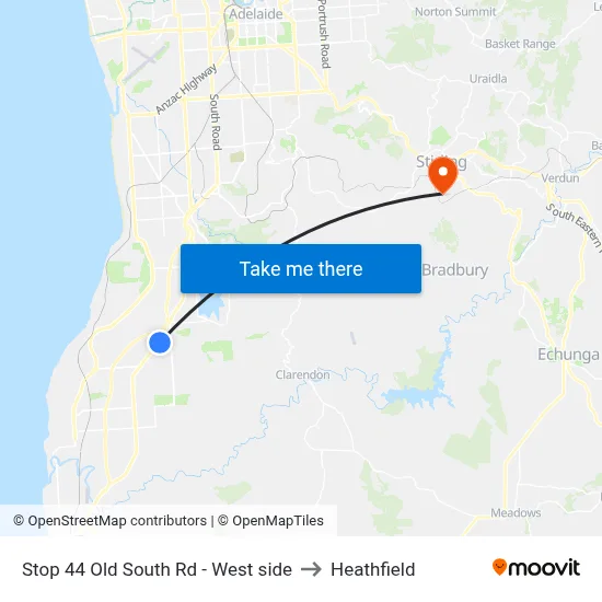 Stop 44 Old South Rd - West side to Heathfield map