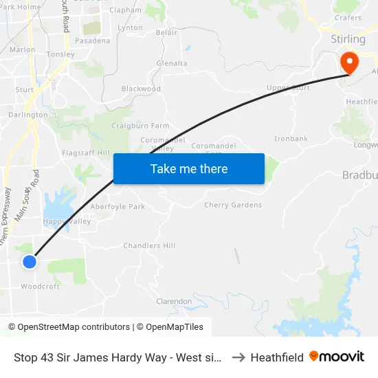 Stop 43 Sir James Hardy Way - West side to Heathfield map