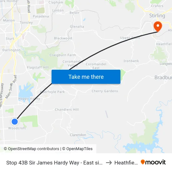 Stop 43B Sir James Hardy Way - East side to Heathfield map