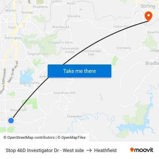 Stop 46D Investigator Dr - West side to Heathfield map