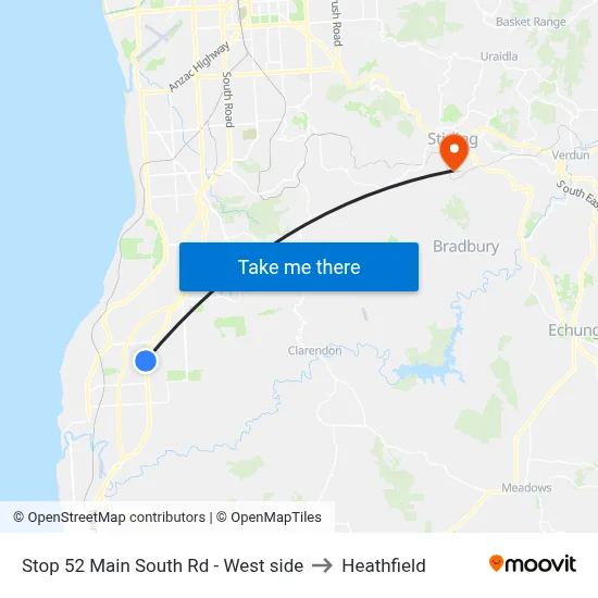 Stop 52 Main South Rd - West side to Heathfield map