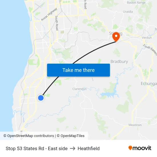 Stop 53 States Rd - East side to Heathfield map