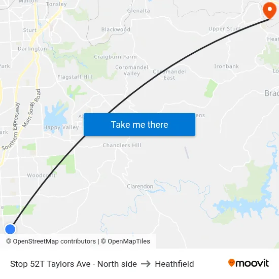 Stop 52T Taylors Ave - North side to Heathfield map