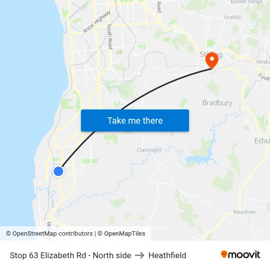 Stop 63 Elizabeth Rd - North side to Heathfield map