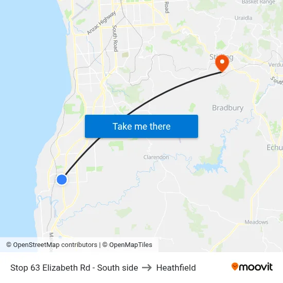 Stop 63 Elizabeth Rd - South side to Heathfield map