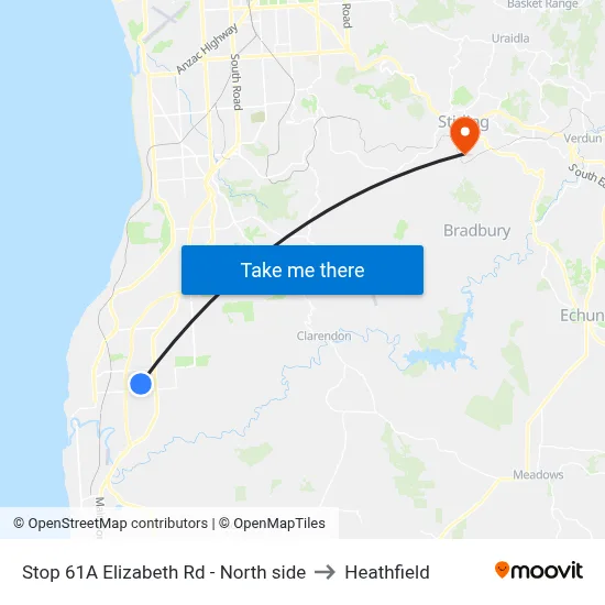 Stop 61A Elizabeth Rd - North side to Heathfield map