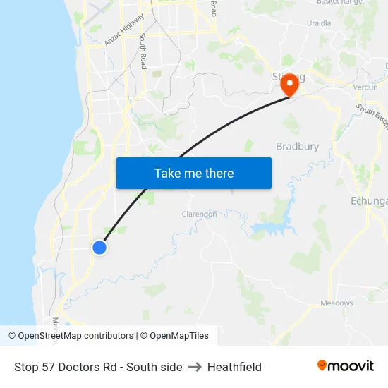 Stop 57 Doctors Rd - South side to Heathfield map
