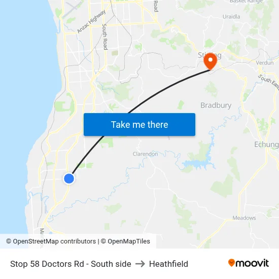 Stop 58 Doctors Rd - South side to Heathfield map